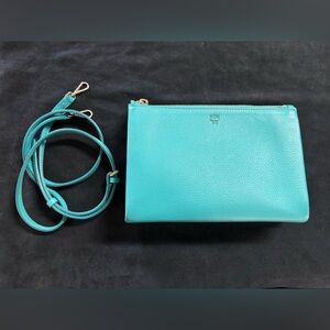 MCM Milla double leather crossbody bag- Elegant Turquoise